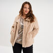Manteau fausse fourrure col montant beige femme grande taille