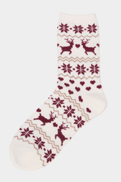 Lot 2 paires chaussettes de No&euml;l marron femme