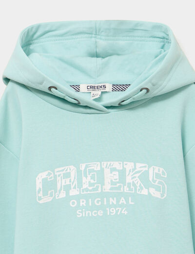 Sweat hoodie 1 poche manches longues vert pastel fille