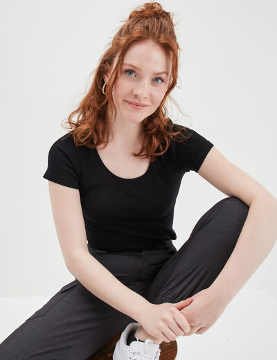 T-shirt manches courtes noir femme