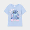 T-shirt manches courtes coton Stitch bleu fille