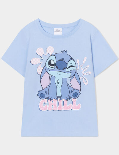 T-shirt manches courtes coton Stitch bleu fille