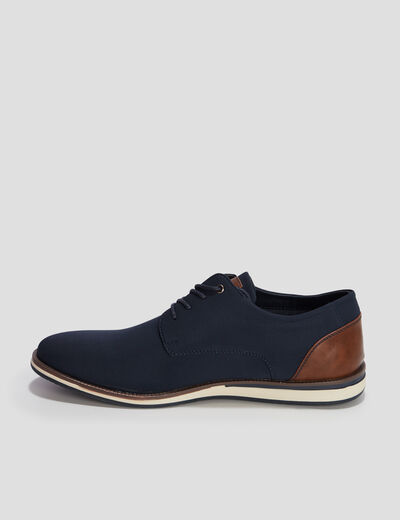 Derbies plates &agrave; lacets bleu marine homme