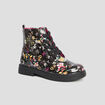 Bottines vernies crantées motif fleurs noir fille