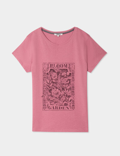 T-shirt ajusté col rond coton Creeks vieux rose femme