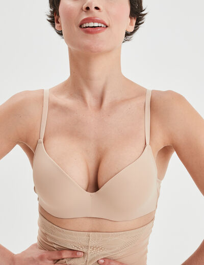 Soutien-gorge push-up microfibre beige femme