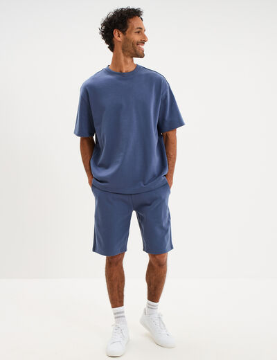 T-shirt col rond droit relax fit bleu homme