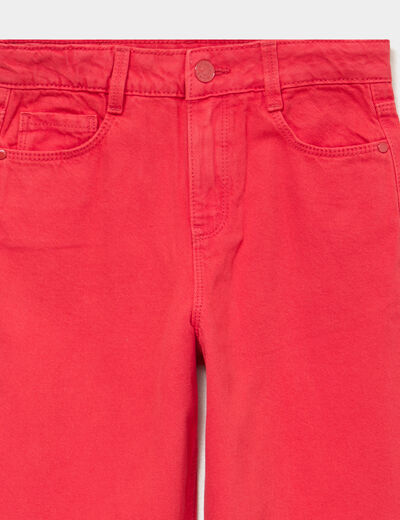 Pantalon large 5 poches coton rouge fille