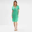 Robe col en V détails tressés vert menthe femme