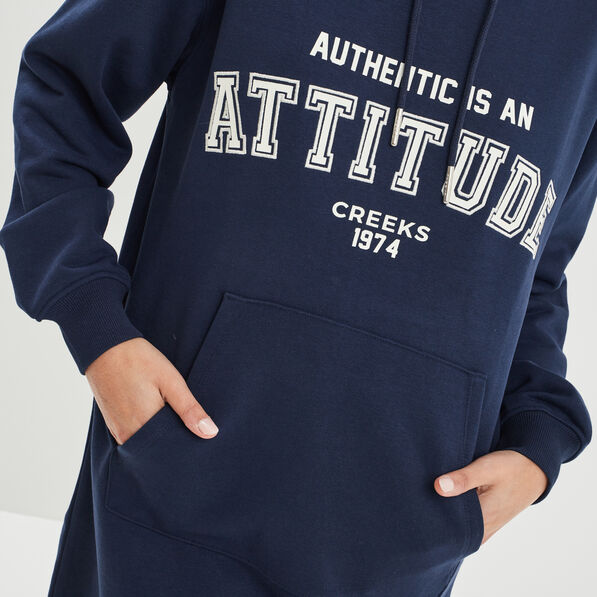 robe sweat droite a capuche creeks bleu marine femme Robe sweat droite à capuche Creeks bleu marine femme