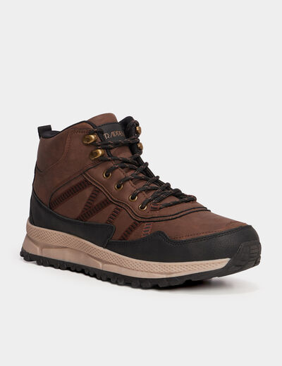 Baskets montantes à lacets marron cognac homme
