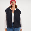 Veste droite sans manches bouclette bleu marine femme grande taille