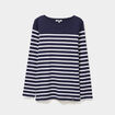 T-shirt manches longues col rond coton bleu marine femme
