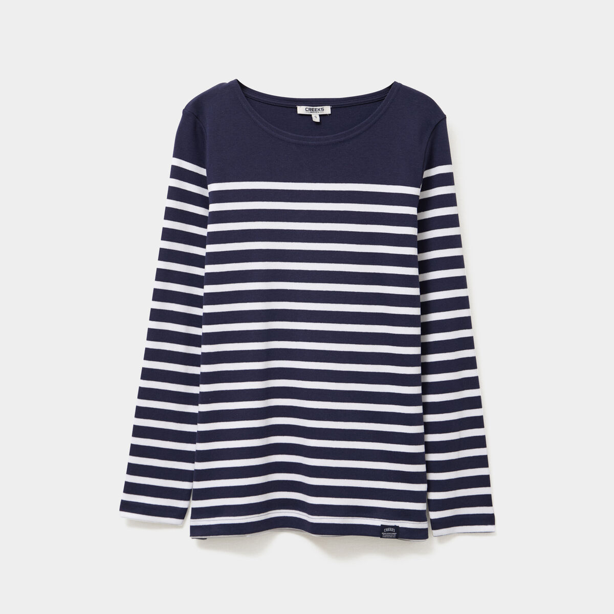 T-shirt manches longues col rond coton bleu marine femme