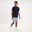 Bermuda short chino droit coton stretch bleu gris homme