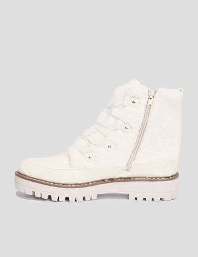 Bottines fausse fourrure blanc femme