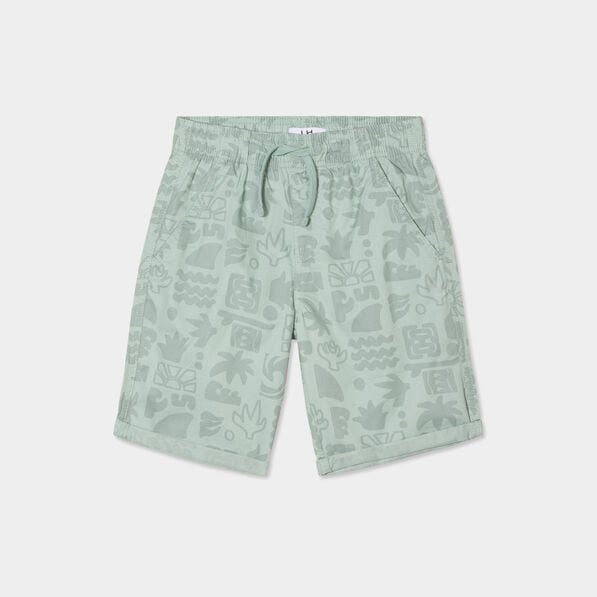 short bermuda droit taille elastiquee vert kaki garcon Short bermuda droit taille élastiquée vert kaki garçon