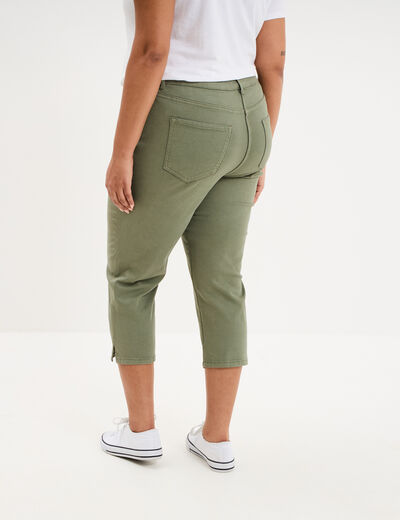 Pantalon corsaire skinny taille haute vert kaki femme grande taille