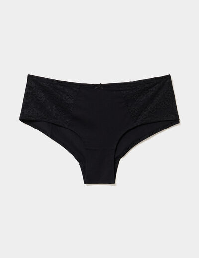 Shorty coton majoritaire avec dentelle noir femme grande taille