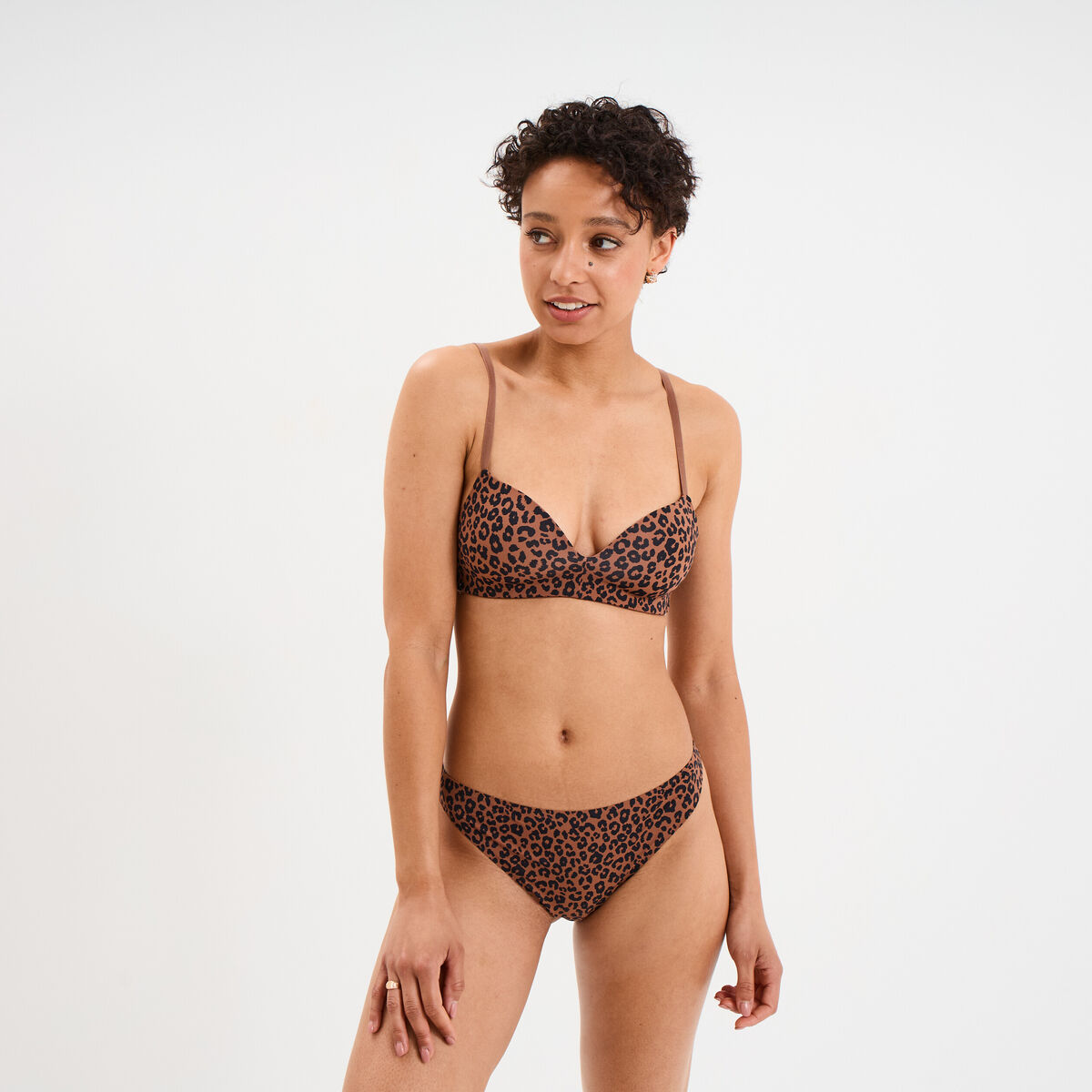 Soutien-gorge push-up triangle marron femme