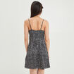 Robe courte évasée satinée col v noir femme