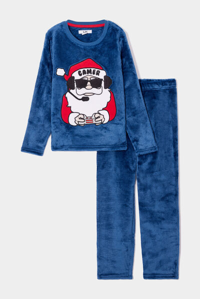 Ensemble pyjama pantalon pilou bleu marine garçon