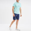 T-shirt col rond manches courtes coton bleu turquoise homme