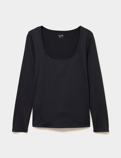 T-shirt ajust&eacute; manches longues noir femme