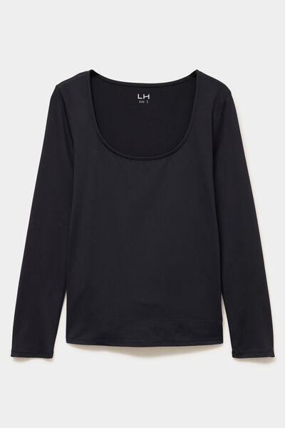 T-shirt ajust&eacute; manches longues noir femme
