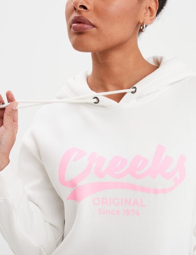 Sweat à capuche hoodie Creeks ecru femme