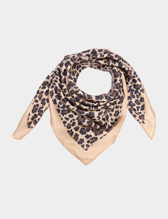 Foulard carr&eacute; effet satin sable femme