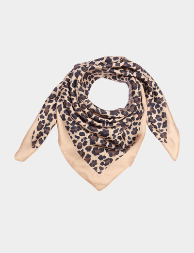 Foulard carr&eacute; effet satin sable femme