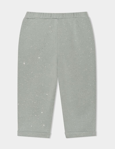 Pantalon jogging paillettes et noeud vert kaki bébé fille