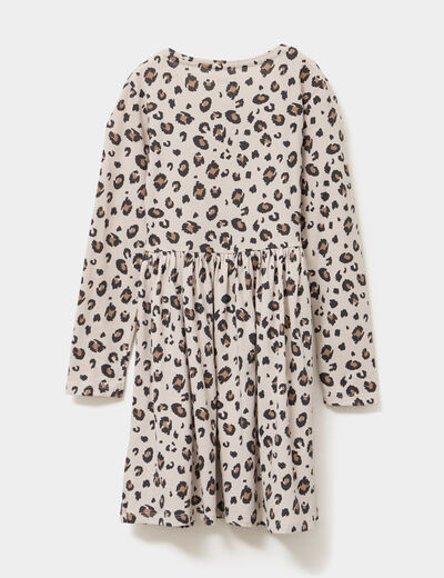 Robe évasée manches longues coton sable fille