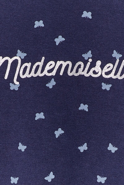 Sweat col rond manches longues bleu marine fille