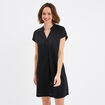 Robe manches courtes lin mélangé noir femme