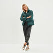 Doudoune col montant zippée bleu canard femme