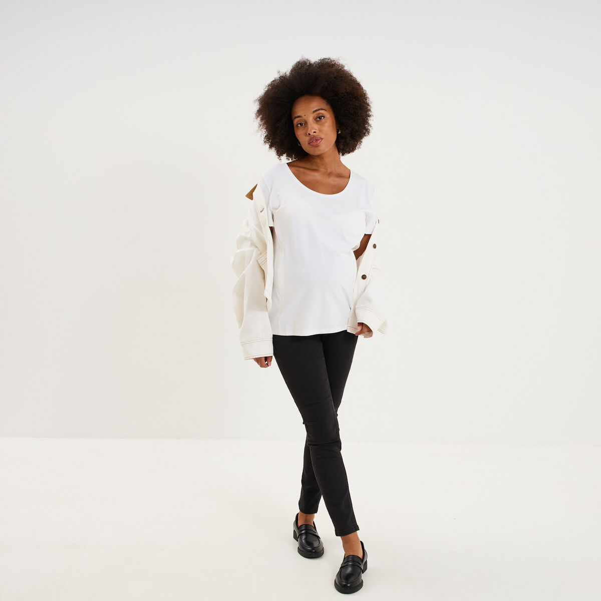 T-shirt allaitement manches courtes blanc femme maternit&eacute;