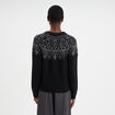 Pull jacquard col rond manches longues noir femme