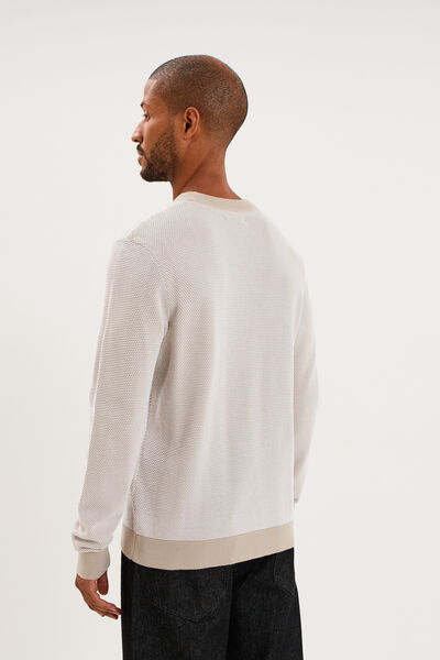 Pull col rond manches longues gris clair homme