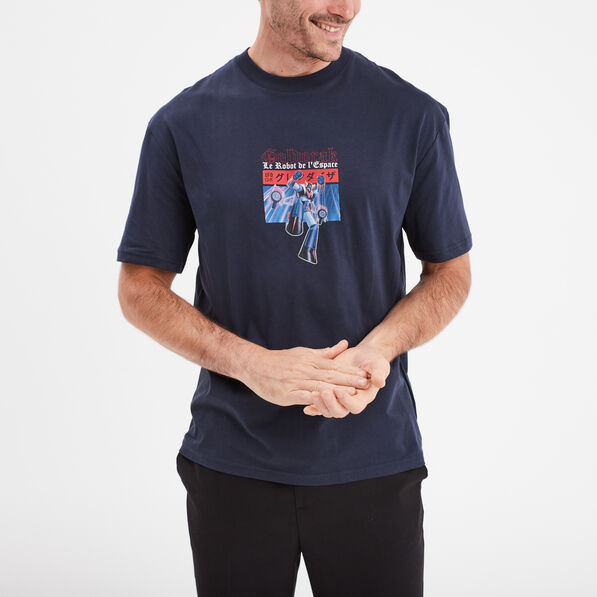 t shirt manches courtes coton goldorak bleu marine homme T-shirt manches courtes coton Goldorak bleu marine homme
