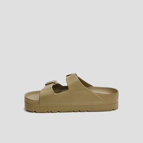Mules de plage plateformes vert kaki femme