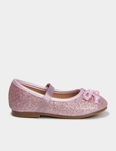 Ballerines &agrave; paillettes et noeuds rose b&eacute;b&eacute; fille