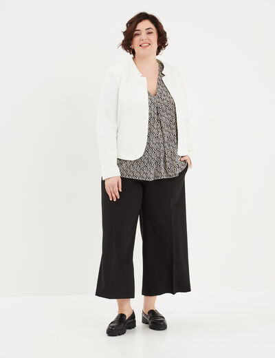 Veste droite cropped blanc femme grande taille