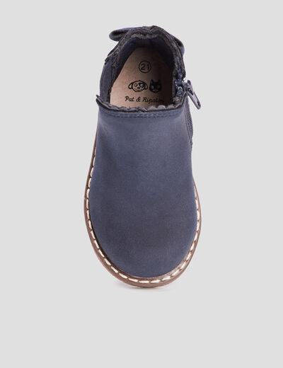 Bottines zippées avec noeud bleu bébé fille