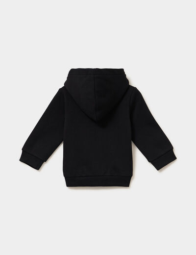 Sweat zipp&eacute; molletonn&eacute; &agrave; capuche noir b&eacute;b&eacute; gar&ccedil;on