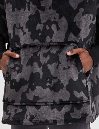 Sweat de pyjama oversize effet velours noir homme