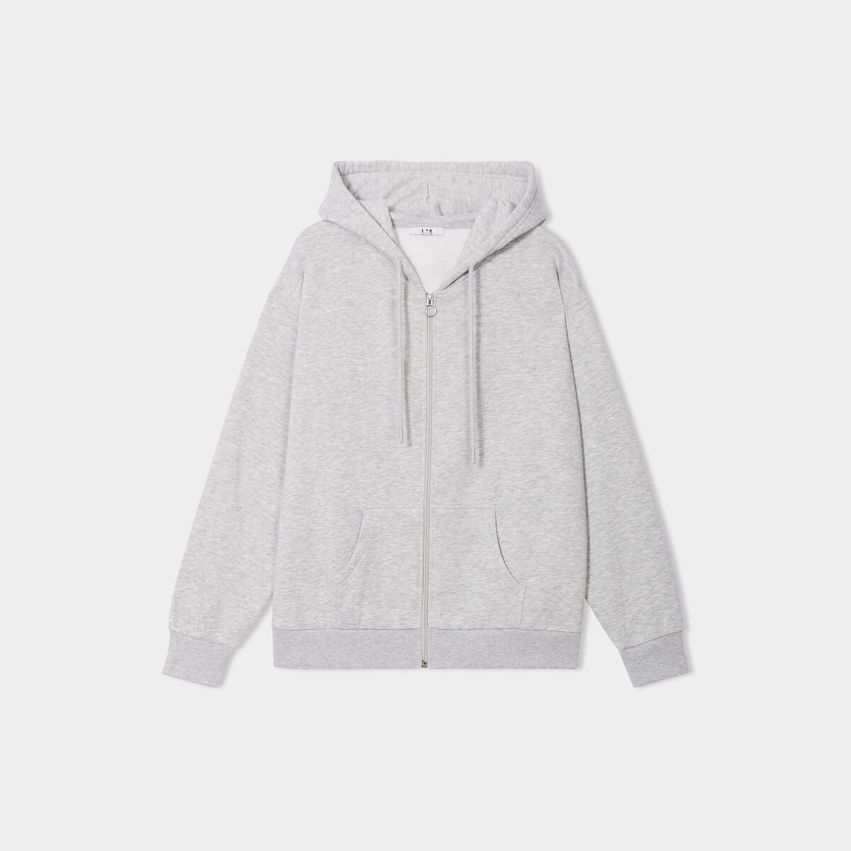 Sweat zippé à capuche gris clair femme