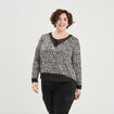 T-shirt 2-en-1 cordons au col noir femme grande taille