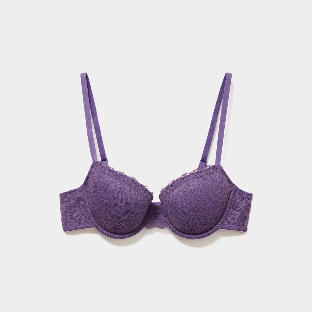 Soutien-gorge corbeille padd&eacute; dentelle mauve femme